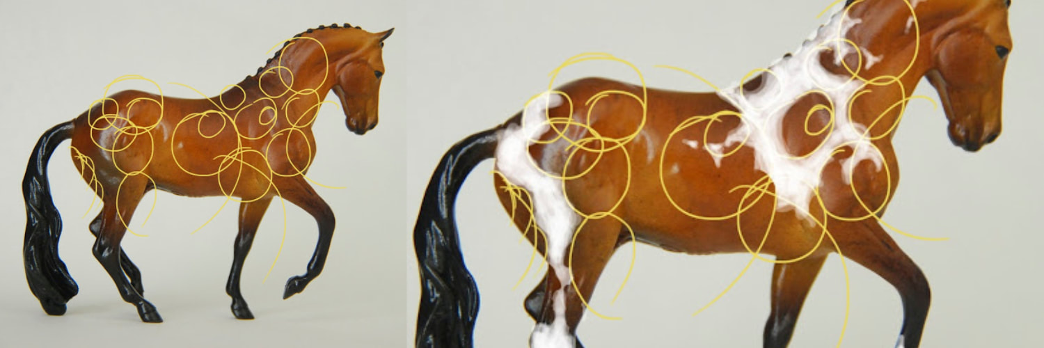 Using photoshop to paint pintos on model horses